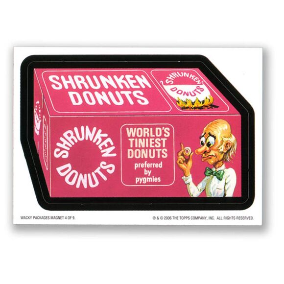 2005 Topps Wacky Packages Card - Series 3 - Magnet #M4 Shrunken Donuts - Picture 1 of 2